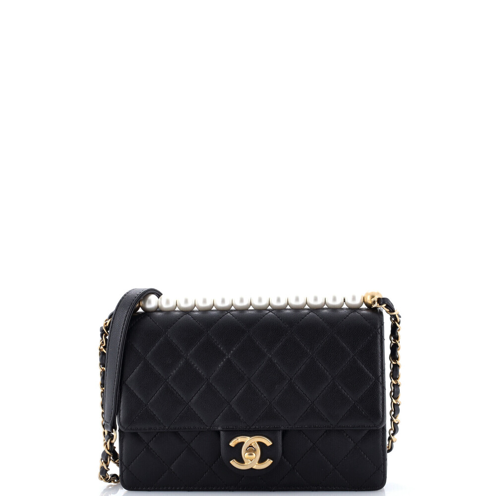 Chanel Small Chic Pearls Flap Bag Quilted Lambskin